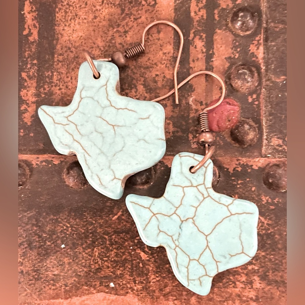TEXAS Shaped Blue Stone Earrings